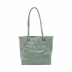 Chanel Deauville Calfskin Caviar Leather Chain Tote Bag Green